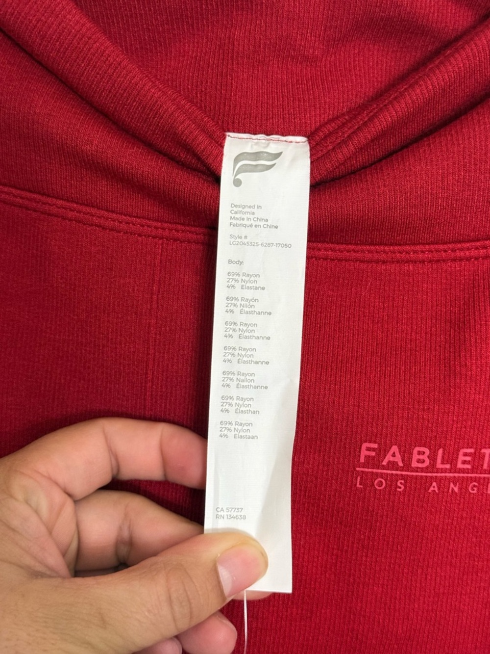 Fabletics Ribbed Cloud Seamless High-Waisted Leggings red color size Large NWT - Picture 8 of 8